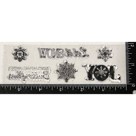 UNBRANDED PHOTOPOLYMER Stamp Set With Let It Snow & Joy SNOWFLAKE BUTTERFLY - Picture 2 of 2